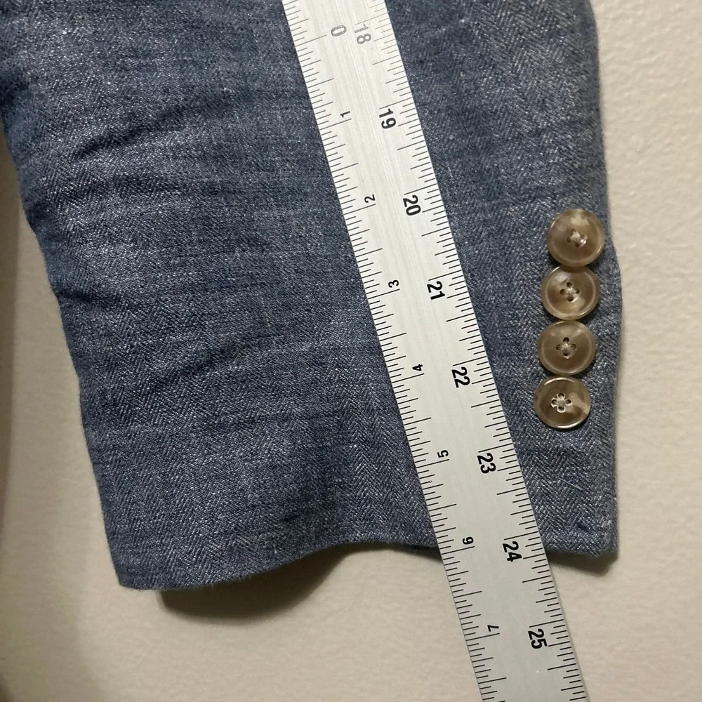 Jos. A. Bank Mens Blazer 44R Blue 100% Linen Tailored Fit Jacket Coastal Wedding